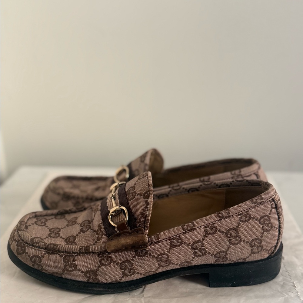 Gucci GG Supreme Monogram Canvas Horsebit Jordaan Brixton Loafers Brown 1953 7.5 - Picture 5 of 14